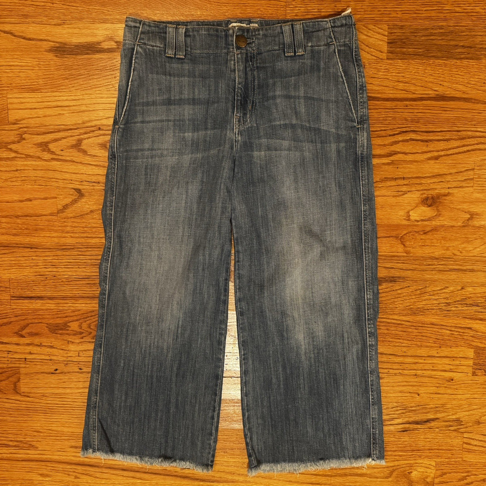 Current/Elliott The Cropped Hampden Trouser Denim Jeans Wide Leg Current Elliott